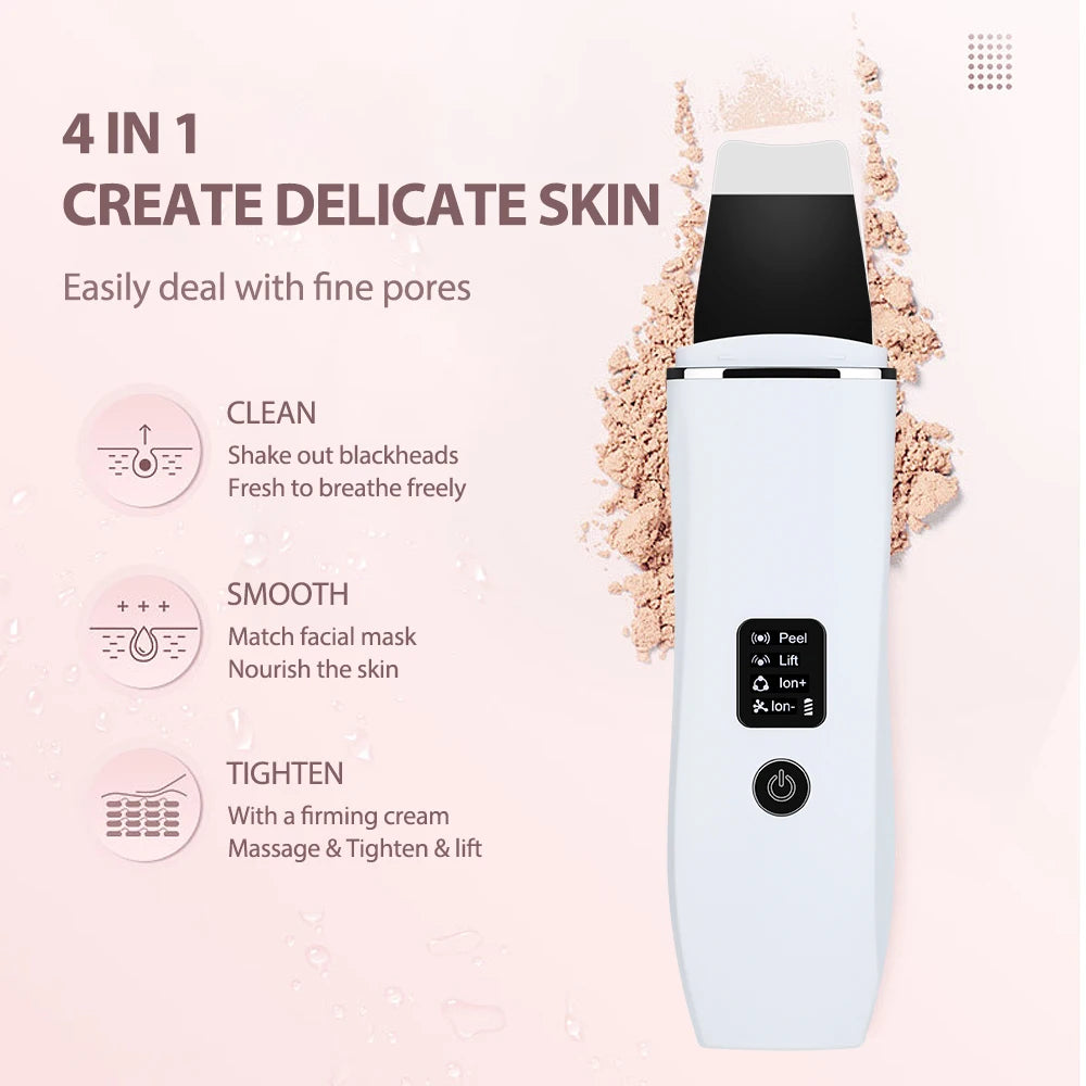 Ultrasonic Skin Scrubber – EMS Peeling Shovel for Deep Facial Cleansing & Lifting