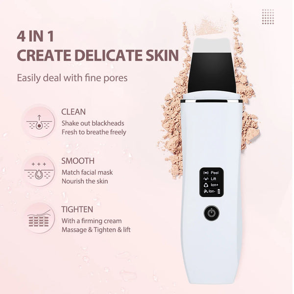 Ultrasonic Skin Scrubber – EMS Peeling Shovel for Deep Facial Cleansing & Lifting