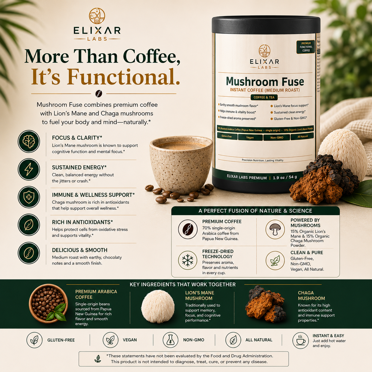 Mushroom Fuse Instant Coffee (Medium Roast)