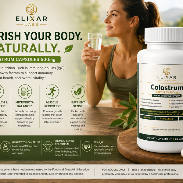 Taking colostrum capsules daily with meals