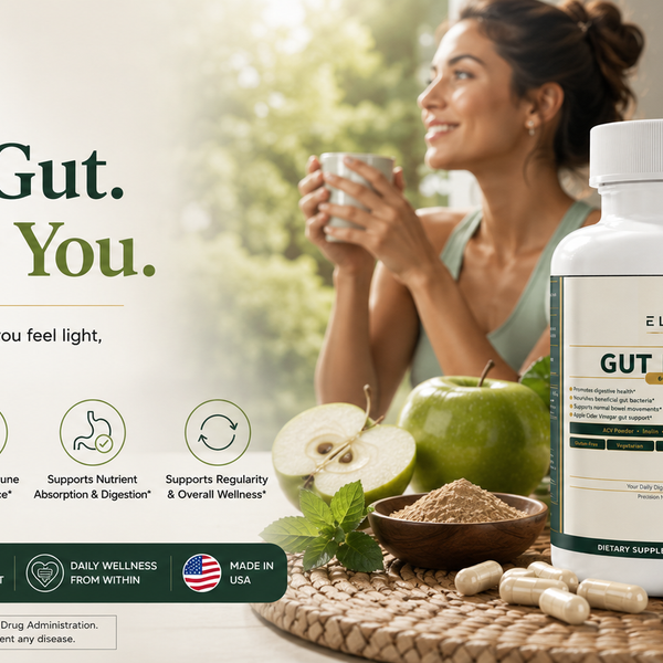 Probiotic prebiotic gut health capsules close-up